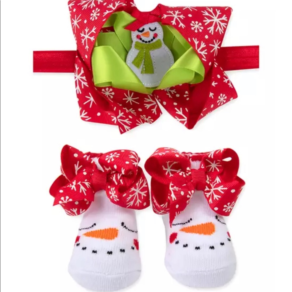 Baby Essentials Baby Girls Snowman Headband and Socks